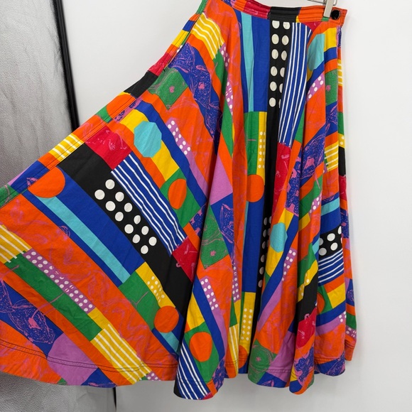 Vintage 1980s Gene Ewing BIS rainbow circle maxi skirt sz P XS - Picture 2 of 7